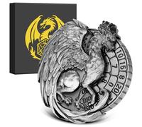 7-in-1 Griffin Fingertip Gyro, DND Wheel Dice Spiner, DND Starter Set, 7-in-1 Metal D&D Dice Set, D&D Gifts with Dragon Logo Gift Box, Tabletop Games, Role Playing Board Game Accessories, Silver