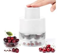7-in-1 Large Cherry Pitter Tool - Portable Cherry Corer Pitter with Ergonomic Push Design - Easy to Use for Making Cherry Jam - Pit 7 Cherries at Once, Saving Time & Effort (White)