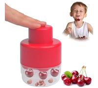 7-in-1 Large Cherry Pitter Tool - Portable Cherry Corer Pitter with Ergonomic Push Design - Easy to Use for Making Cherry Jam - Pit 7 Cherries at Once, Saving Time & Effort (Red)