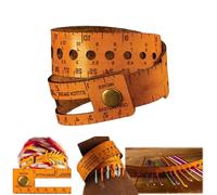 7-in-1 Leather Wrist Ruler & Measuring Tool, 18" Dual-Scale Tape Measure Cuff with Stitch Marker Storage, Knitting & Crochet Gauge Tool, Multifunctional Gift for Crafters and Sewers (yellow)