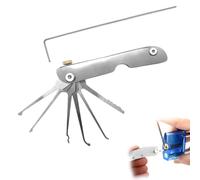 7-in-1 Lock Picking Kit Portable Folding Locks Pick Set Stainless Steel Lockpick Tools Locksmith Repairing Tools Multitool with Secure Quick Openers for Practice & Emergency Use Ideal for Beginners