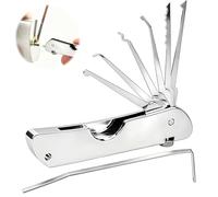 7-in-1 Lock Picking Kit - Stainless Steel Folding Lock Pick Set with Single Hook Picks, Portable Lock Picking Tools for Practice & Emergency Use, Quick Opener Locksmith Tools for Beginners