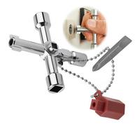 7 in 1 Meter Box Key Multifunctional Radiator Key - Triangle Square Round Gas Meter Box Keys for Gas Water Electric Meter Box Radiator Valve, Zinc Alloy Utilities Opening Key Wrench