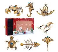 7-in-1 Mini Steampunk Marine Organisms 3D Metal Puzzle DIY Assembly Model Kit 700+PCS Brain Teaser Creative Set for Teens and Adults