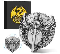 7-in-1 Paladin Knight Fingertip Gyro, DND Wheel Dice Spiner, DND Starter Set, 7-in-1 Metal D&D Dice Set, D&D Gifts with Dragon Logo Gift Box, Tabletop Games, Role Playing Board Game Accessories,Silver