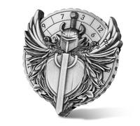 7-in-1 Paladin Knight Fingertip Gyro, DND Wheel Dice Spiner, DND Starter Set, 7-in-1 Metal D&D Dice Set, D&D Gifts with Dragon Logo Gift Bag, Tabletop Games, Role Playing Board Game Accessories,Silver