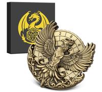7-in-1 Phoenix Fingertip Gyro, DND Wheel Dice Spiner, DND Starter Set, 7-in-1 Metal D&D Dice Set, D&D Gifts with Dragon Logo Gift Box, Tabletop Games, Role Playing Board Game Accessories, Bronze