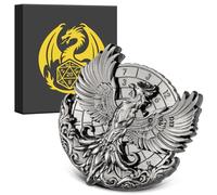 7-in-1 Phoenix Fingertip Gyro, DND Wheel Dice Spiner, DND Starter Set, 7-in-1 Metal D&D Dice Set, D&D Gifts with Dragon Logo Gift Box, Tabletop Games, Role Playing Board Game Accessories, Silver