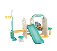 DOLU 7-in-1 Kids Garden Playground Set, Indoor & Outdoor Playground Set Climbing Frame, Swing and Slide Set, Colorful Children Playset