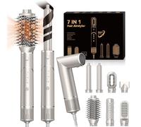 7 in 1 Pro Air Styler 110,000RPM High-Speed Ionic Hair Blow Dryer with Air Curlers 7 Styling Tools Hair Magic Styler for Styling Curling Straightening Volumizing Gifts for Women,1200W, Champagne-Gold