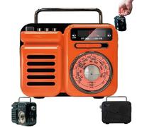 7-in-1 Radio, Portable Am Fm Radio Bluetooth Rechargeable Battery Operated, with Bluetooth/Tf/U Disk/Aux Playback, Sleep Timer, Flashlight, Sos Alarm, Emergency Orange