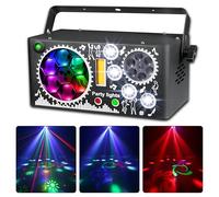 7 in 1 RGBW Disco Lights with GOBO, Strobe & DMX512 - Sound-Activated LED Stage Projector, Remote Control DJ Party Light for Weddings, Halloween, KTV, Bars, Karaoke, Kids & Home Events