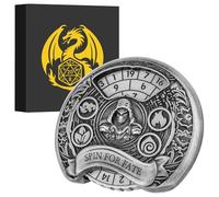 7-in-1 Rogue Fingertip Gyro, DND Wheel Dice Spiner, DND Starter Set, 7-in-1 Metal D&D Dice Set, D&D Gifts with Dragon Logo Gift Box, Tabletop Games, Role Playing Board Game Accessories, Silver