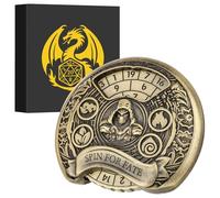 7-in-1 Rogue Fingertip Gyro, DND Wheel Dice Spiner, DND Starter Set, 7-in-1 Metal D&D Dice Set, D&D Gifts with Dragon Logo Gift Box, Tabletop Games, Role Playing Board Game Accessories, Bronze