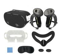 7 in 1 Silicone Cover Set Compatible with Meta Quest 3S Accessories, Protective Cover for Meta Quest 3S Face Cover, Controller Grip Cover, Soft Shell Cover, Lens Protector, Eye Mask (Black)
