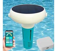 7-in-1 Smart Water Tester for Pools and Hot Tubs, Wireless Bluetooth and WiFi Monitoring, Real-Time PH/ORP/EC/TDS/Salt/Temp nalysis, Solar Powered Floating Design