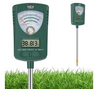 7 in 1 Soil Moisture Meter, Soil Tester Kit for Testing Moisture, pH, Fertility, Temperature, Ambient Light, Air Temp and Humidity, Soils Test Meter for Garden, Vegetable Plots, Lawn and Farm(Green)