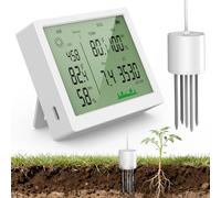 7 in 1 Soil Test Kit, Digital Soil Meter for PH/Sunlight/Fertility/Soil & Air Temp, Humidity Meter for Indoor & Outdoor Plant, Growing Environment Tester with Large LCD Display for Farm, Garden & Lawn