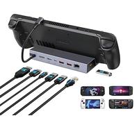 7-in-1 Steam Deck Dock with Dual 4K@60Hz HDMI DisplayPort - 100W USB C Docking Station for Steam Deck ROG Ally Legion Go - MacBook iPad Android Gaming Hub/Gigabit Ethernet 3xUSB 3.0 Ports