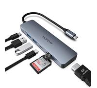 7 in 1 USB C Hub Adapter, Dual Monitor USB C Adapter to 4K HDMI, USB A&C 3.0, PD Charging Port, SD/TF Card Reader USB C Docking Station for Type C Laptop and Tablet