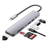 7 in 1 USB C Hub Splitter Docking Station Dongle Dual USB 3.0 Multi Port Adapter, HDMI 4k 60Hz Type C Data Port, SD/TF Card Reader Fast Charge Compatible with MacBook, iPad, Samsung, Dell XPS, Laptop