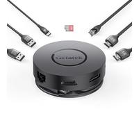 7-in-1 USB-C Multiport Adapter, USB C Laptop Docking Station with 2 4K HDMI, 100W PD, Micro SD Card Reader, 2*USB 3.0, Gigabit Ethernet, Suit for MacBook/Dell/HP/Lenovo Laptops