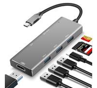 7 IN 1 USB HubsType-C Adapter Multiport HUB with 1080P/4K HDMI+5Gbps USB 3.0+SD/TF Card Reader, 100W PD Charging TYPE-C Compatible With Laptop, Smartphone, Projector, MacBook Pro, iPhone