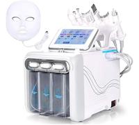 7-in-1 Water Oxygen Hydra-Facial Machine w/LED Light Therapy Mask: Deep Cleansing, Hydro Dermabrasion & Microbubble Skin Care Device