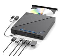 7 in 1External Blu Ray Drive USB 3.0 Type-C, Support 100G BD DVD CD External Blu ray Player, Portable Ultra-Slim Bluray Drive with TF/SD Port, Compatible with Windows XP/7/8/10/11 Mac Laptop Desktop