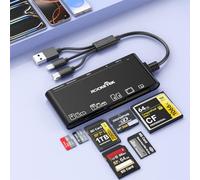 7 in 3 USB C + USB 3.0 + Lightning Multi Card Reader Adapter for SD, CF, Micro SD, XD, MS Cards, 5Gbps Memory Card Reader SD Card Reader Reader Adapter for iPhone 16 15 14/Samsung/PC/Windows/Mac/Linux