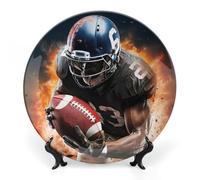 7 in Bone China Decorative Plates for Wall Hanging with Display Stand Chinese Porcelain Cool American Football Dessert Plate Display Dish Collections Ceramic Ornament Art Craft Home Office Decor