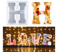 7-in Large Letter Mould for Resin, 26 Capital Letter Alphabet Epoxy Mould, A-Z Big Alphabet for Making Cake Candle DIY Crystal, 3D DIY Crystal Word Sign for Party Home Decor (H)
