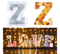 7-in Large Letter Mould for Resin, 26 Capital Letter Alphabet Epoxy Mould, A-Z Big Alphabet for Making Cake Candle DIY Crystal, 3D DIY Crystal Word Sign for Party Home Decor (Z)
