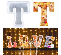7-in Large Letter Mould for Resin, 26 Capital Letter Alphabet Epoxy Mould, A-Z Big Alphabet for Making Cake Candle DIY Crystal, 3D DIY Crystal Word Sign for Party Home Decor (T)