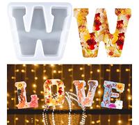 7-in Large Letter Mould for Resin, 26 Capital Letter Alphabet Epoxy Moulds, A-Z Big Alphabet Mould for Making Cake Candle DIY Crystal, 3D DIY Crystal Word Sign Mould for Party Home Decor (W)