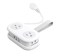 7 In One Power Strip Travel Power Strip with 4 Extension Cord Strips Non Surge Protector for Home College Dorm (White, D)