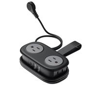 7 In One Power Strip Travel Power Strip with 4 Extension Cord Strips Non Surge Protector for Home College Dorm (Black, D)