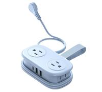 7 In One Power Strip Travel Power Strip with 4 Extension Cord Strips Non Surge Protector for Home College Dorm (Blue, D)