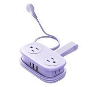 7 In One Power Strip Travel Power Strip with 4 Extension Cord Strips Non Surge Protector for Home College Dorm (Purple, D)