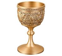 7 In Tall Brass Wine Goblet With Dragon Phoenix Motif, Vintage Ornate Design, Perfect For Wine Enthusiasts And Gifting