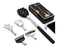 7 in1 Telescoping Back Scratcher with 5 Pcs Detachable Scratching Heads,Gifts for Men Dad Cats Dogs Fathers Day,Back Scratcher for Men/Women(Silver