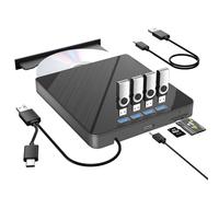 7 IN1External CD/DVD Drive For Laptop, CD Burner CD/DVD +/-RW Optical Drive, Slim Portable DVD CD ROM Rewriter Writer Duplicator for Laptop Desktop PC Windows 11/10/8/7 MacBook Mac Linux OS (CD/DVD)