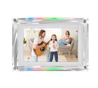7 Inch Acrylic Digital Photo Frame, Video Frame, LED Colorful Light, 4GB Build in Memory, USB Rechargeable, Auto Rotate, Digital Picture Frame, for Home Office Desktop Decor