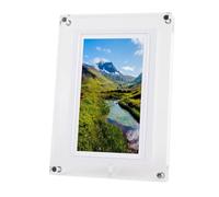 7-Inch Acrylic Digital Photo Frame with Warm LED Ambient Light, Auto-Rotate & Video Playback, Built-in 4GB Storage, Rechargeable Battery, Stereo Soun