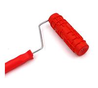 7 Inch Assorted Embossed Pattern Painting Roller with Plastic Handle 3,Red,Type 2