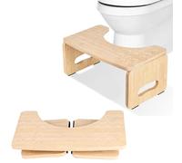 7 Inch Bamboo Toilet Stool, Foldable Bathroom Stool | Wood Colour Toilet Stool, Folding Bamboo Squatting Potty for Adult Toilet Stool, Foldable Foot Stool for Toilet