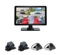 7 Inch Blind Spot Monitor with 4 Camera System - Quad Split Screen, AHD 1080P Waterproof Backup Cameras, Touch IPS Display, 128GB SD Card Support for Cars Trucks RVs Chrome