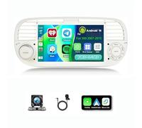 7 Inch Car Stereo for Fiat 500 2007-2015 with Wireless Carplay/Android Auto,2G RAM+64G ROM,GPS, Wifi, EQ,Bluetooth,FM/RDS, AHD Backup Camera,White