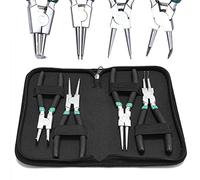 7" inch Circlip Pliers Set 4pcs Heavy Duty Internal/External Snap Ring C Clip Pliers Kit for Ring Remover Retaining and Remove Hoses, Storage Case Included