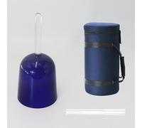 7 Inch Clear Blue Handheld Crystal Chalice, 432Hz For Stress Relief, Buddhist Sound Therapy, Meditation Prop, Relieves Fatigue And Anxiet, With Carry Case, Striker(G Note)